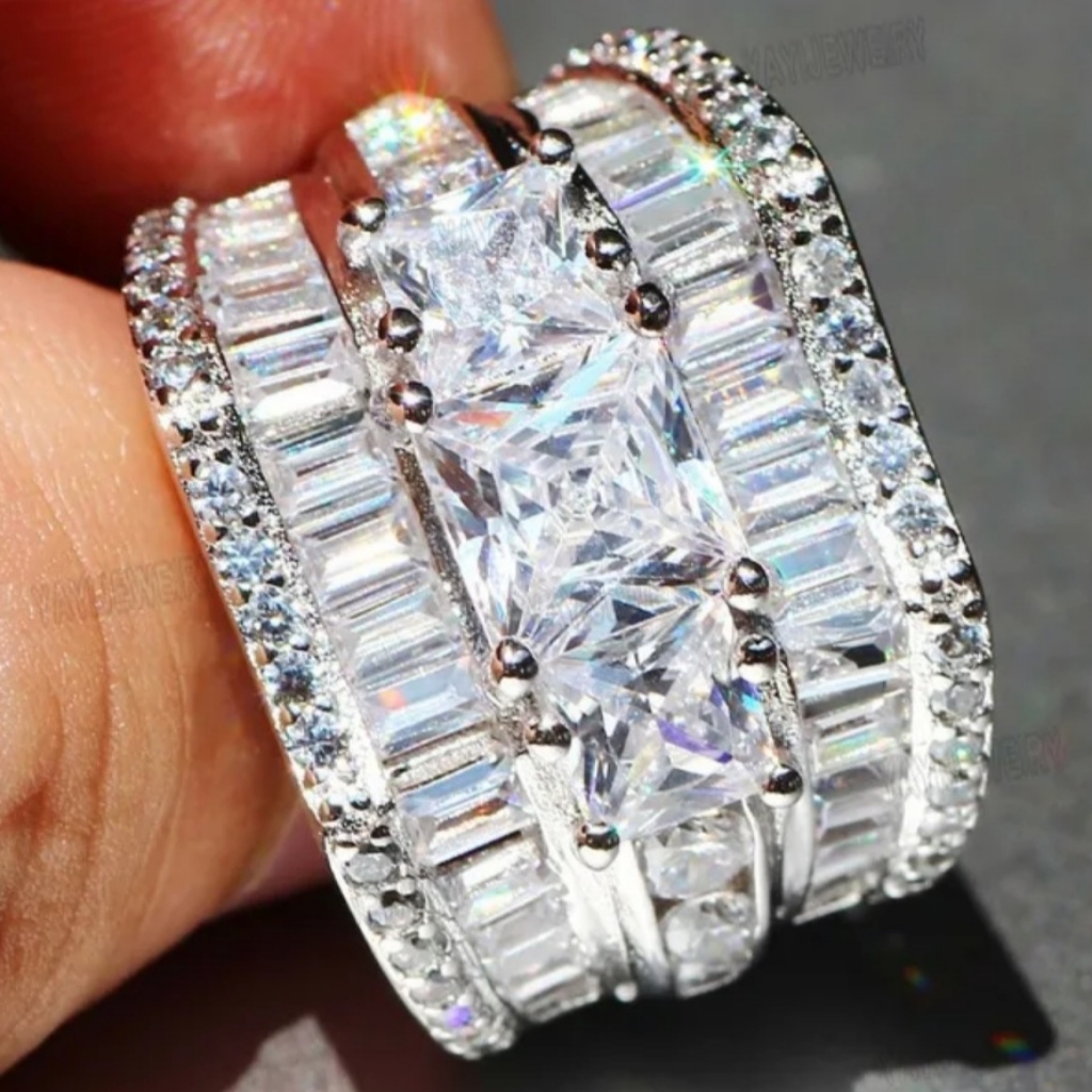 New White Sapphire Baguette Diamond 925 S.S Ring